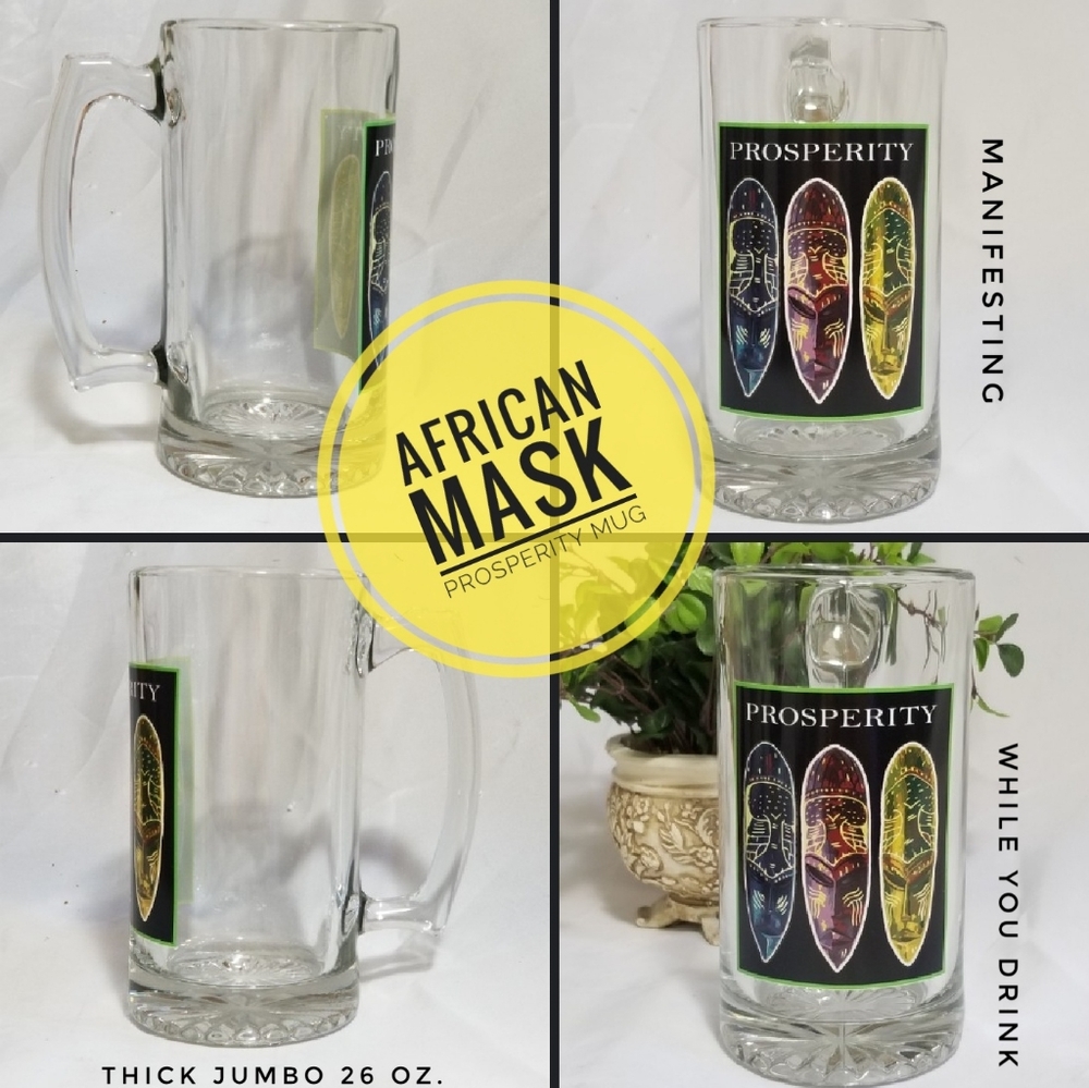 African Prosperity Fang Mask Sports Beer Stein Mug
